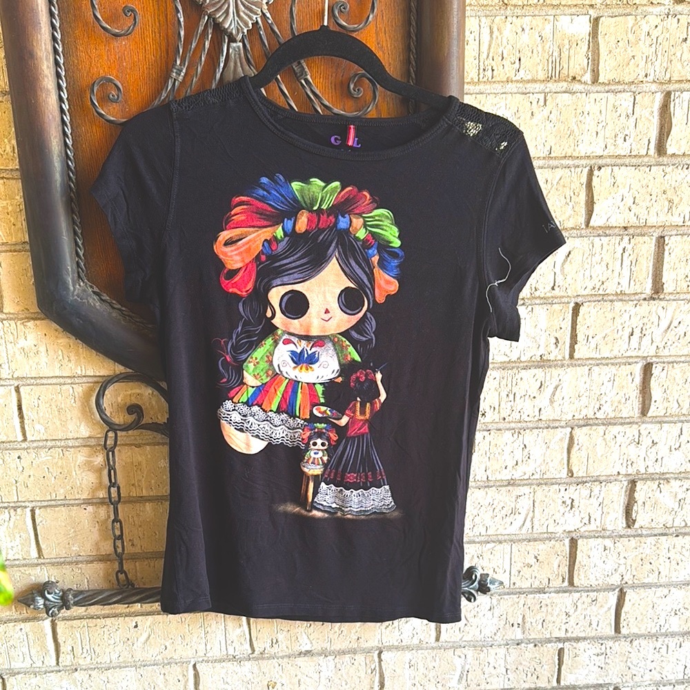 Black Tee with Artistic Design by Ay Güey